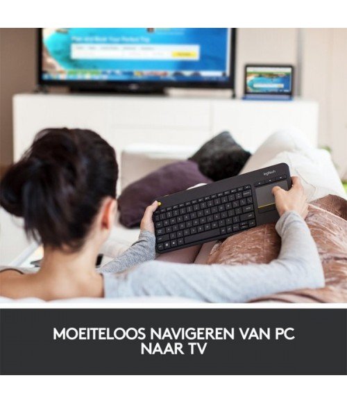 Logitech-K400-Plus-toetsenbord-RF-Draadloos-QWERTY-Nederlands-Zwart-920-007145