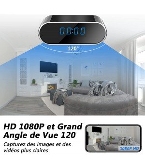 WiFi camera, hidden alarm clock, 2.4G/5G WiFi, 120°, 1080P HD, motion detection, night vision.