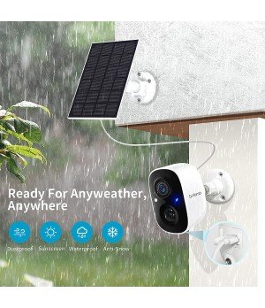 Wireless outdoor WiFi camera, battery, 1080p, night vision, two-way audio, siren, IP65 waterproof.